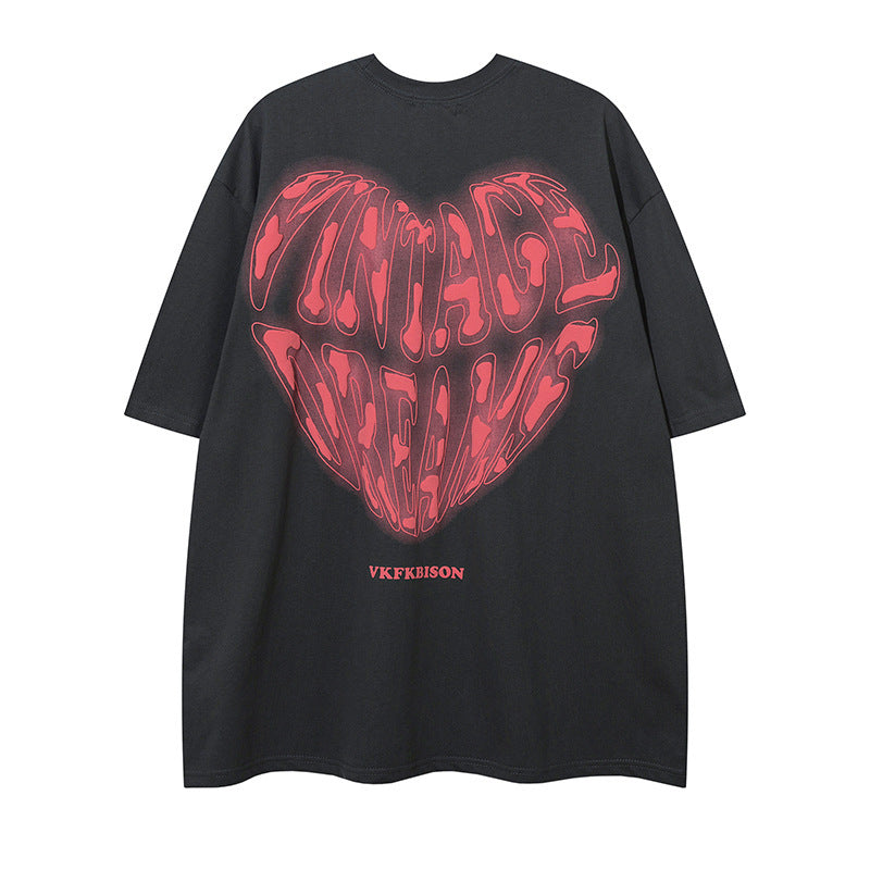 Love Printed Short-sleeved T-shirt Men's Design Feeling Half Sleeve