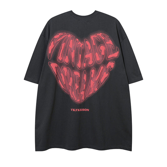 Love Printed Short-sleeved T-shirt Men's Design Feeling Half Sleeve